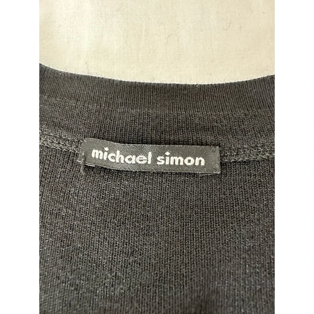 Michael Simon Womens Size Medium Black Knit Cardigan Jeweled Buttons Event Party